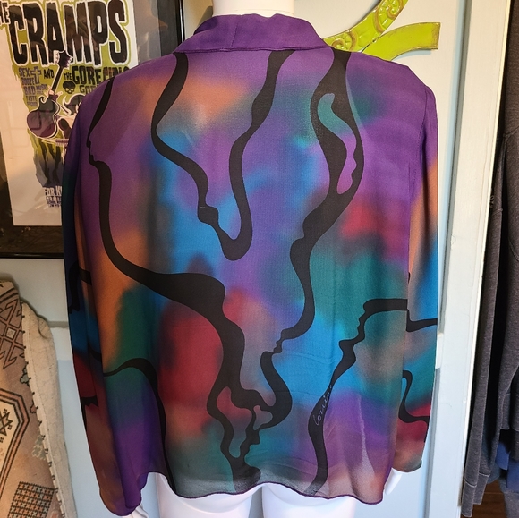 Gorgeous Wearable Art Stylized Open Front Kimono Jacket By Louise Blumberg ♥️ ✨️ - Picture 7 of 16